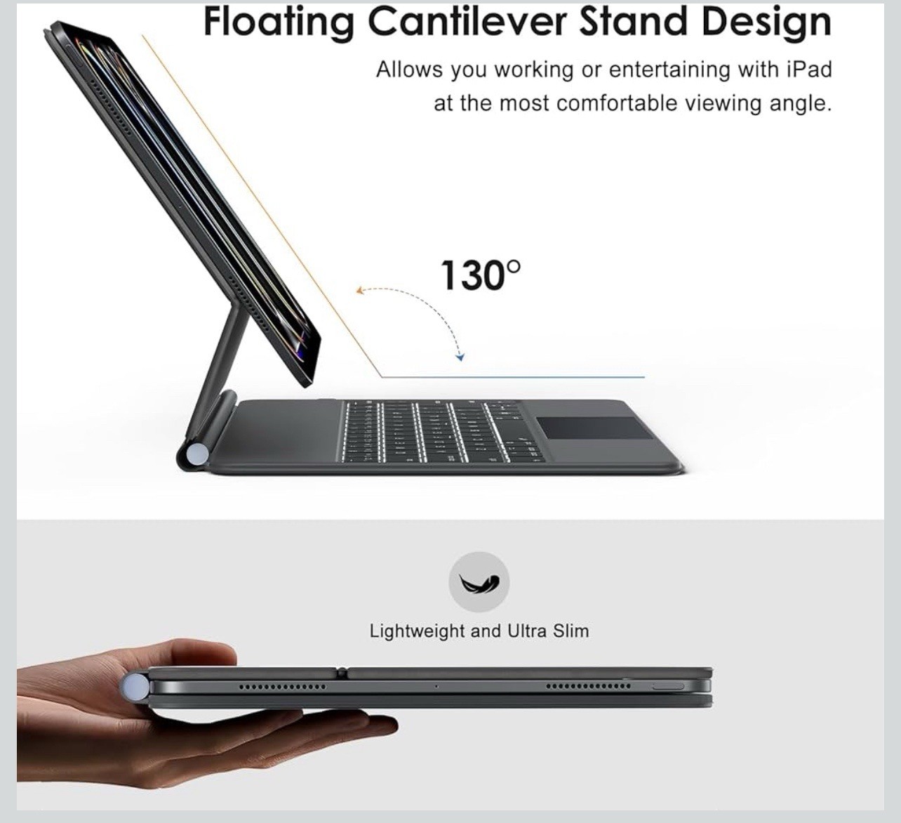 iPad Pro 13-inch (M4 2024 / M5 2025), Magic-Style Magnetic Keyboard Case