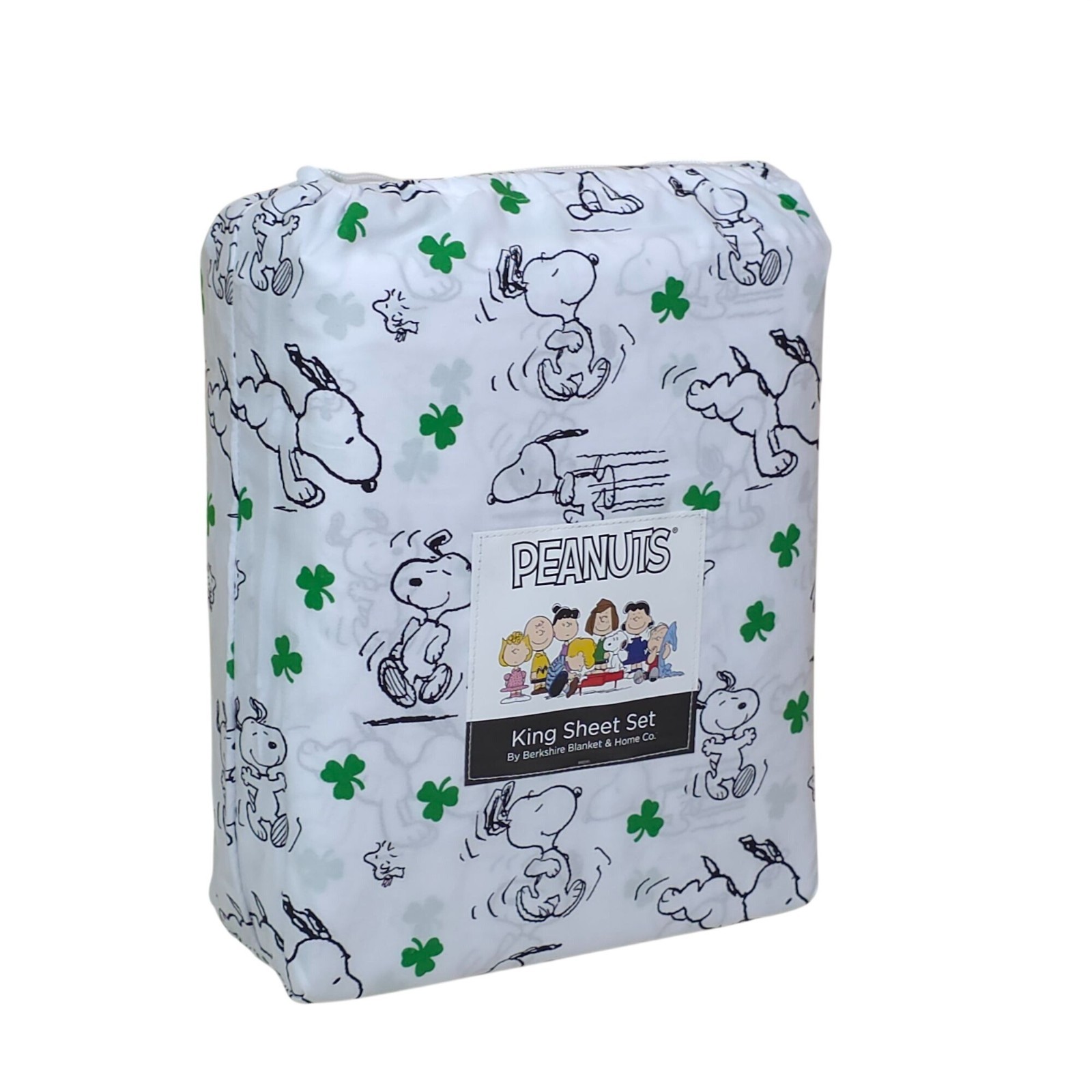 Peanuts Snoopy King Sheet Set Shamrock St Patrick's Day By Berkshire Spring