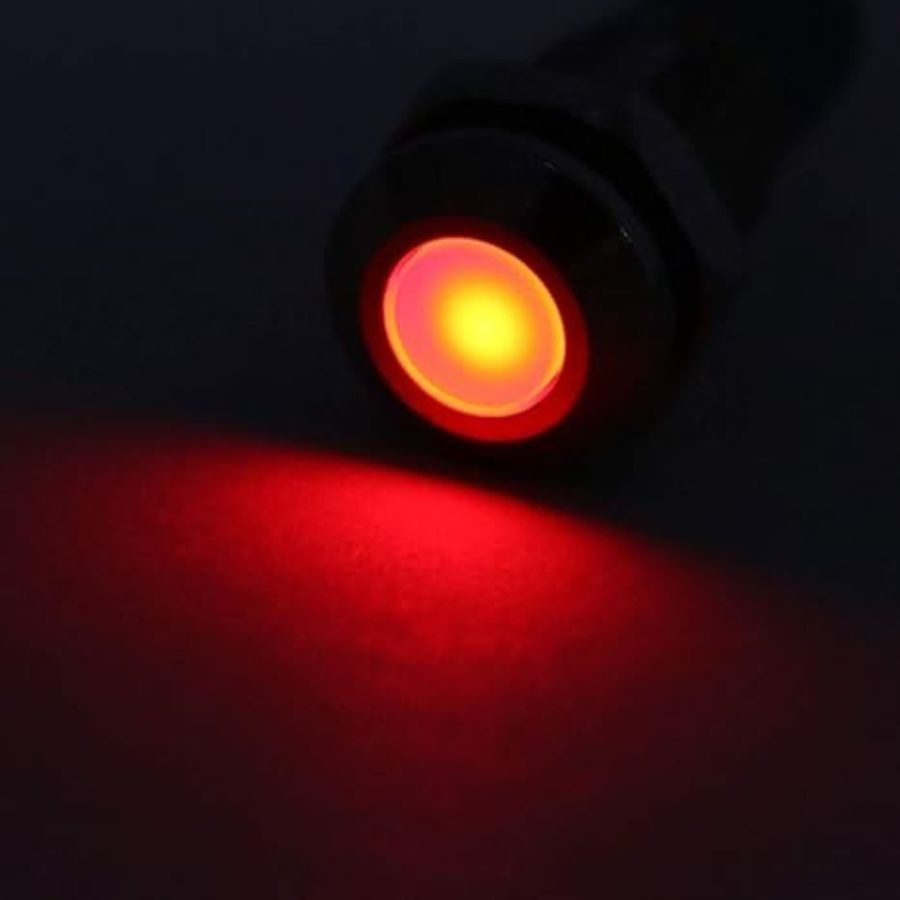 Signal Indicator Lights AC/DC 12V-24V 8mm Panel Mount Red LED Waterproof Red