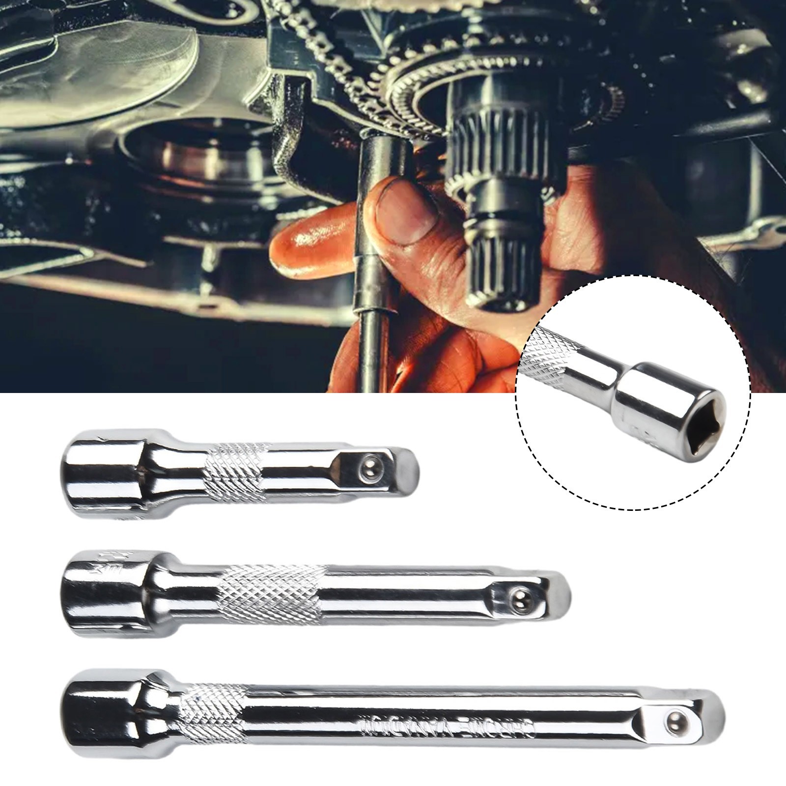 Extender Bar Connecting Rod Chrome Vanadium Steel Rustproof Silver Wobble