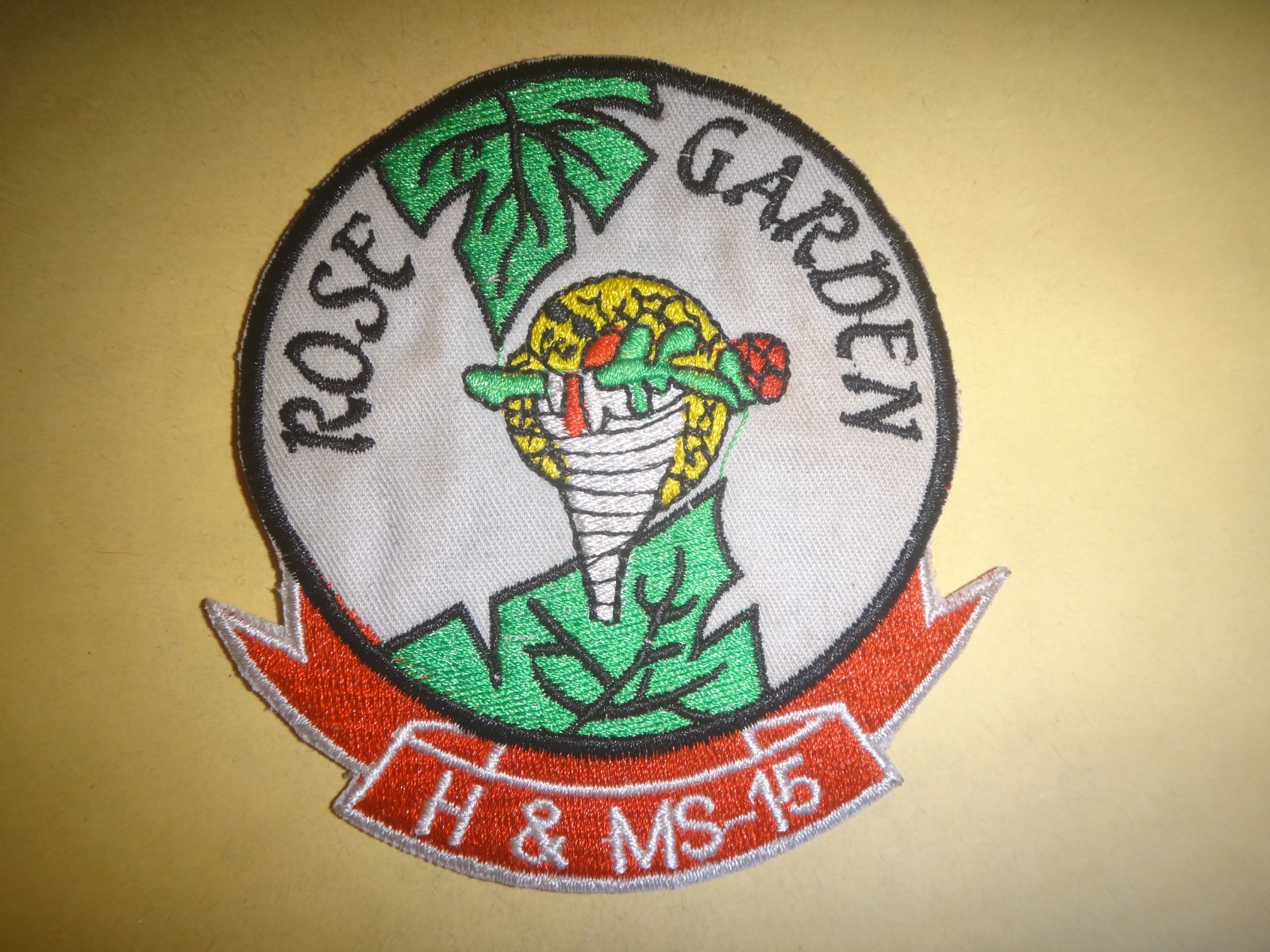Vietnam War Patch USMC HEADQUARTERS & MAINTENANCE SQ 15 ROSE GARDEN Nam Phong