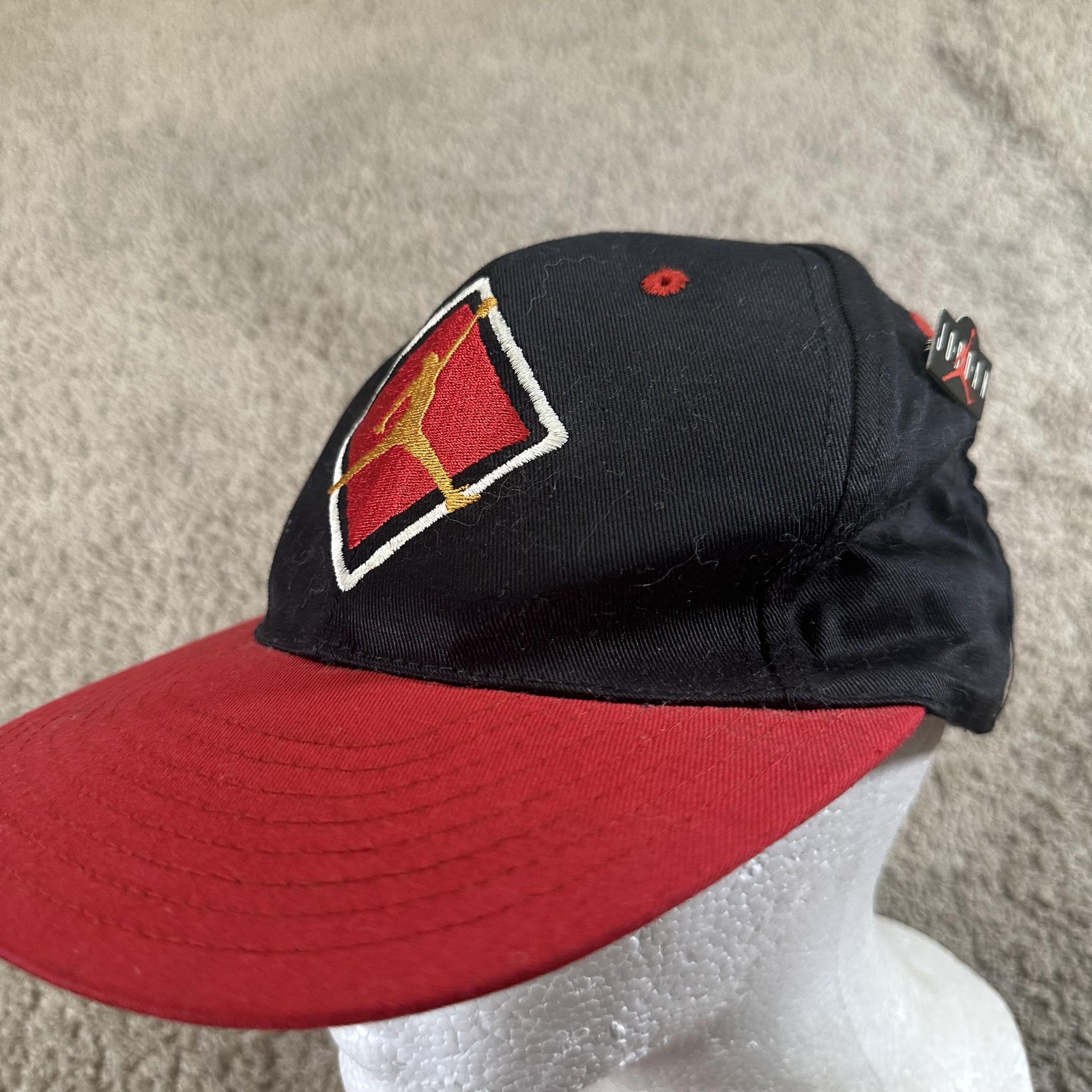 Vtg Nike Air Jordan Hat Cap Snap Back Youth One Size Black Red Jumpman Logo