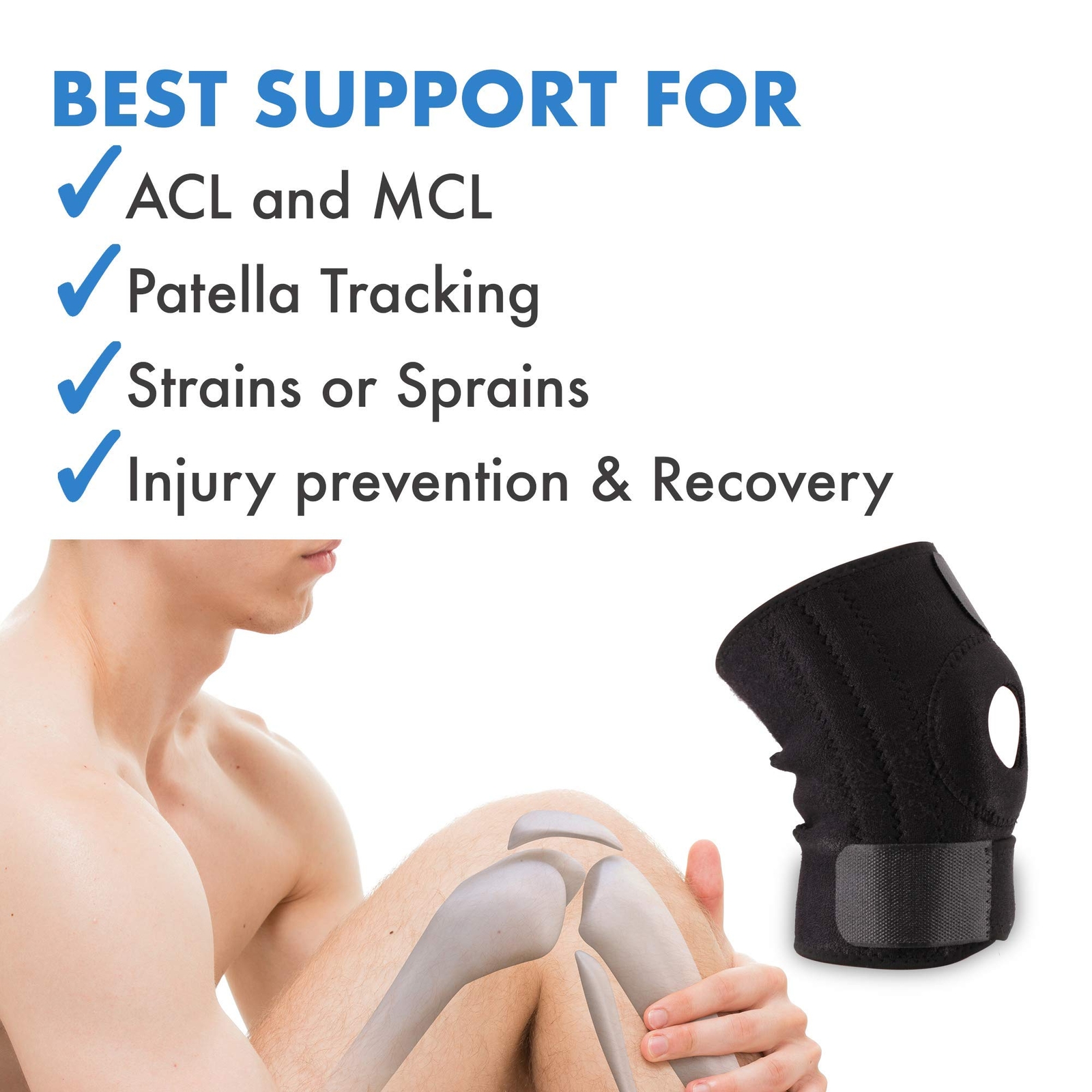 Knee Sleeve Strap Compression Brace Support Sport Joint Pain Arthritis Relief US