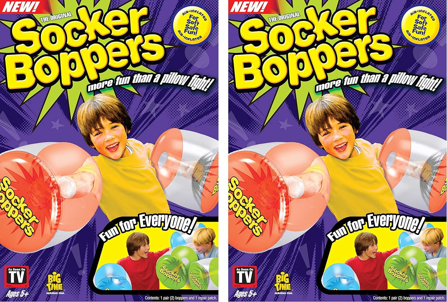 Socker Boppers Inflatable Boxing Pillows - 2 Pairs of Clear Boppers, Box and Bop