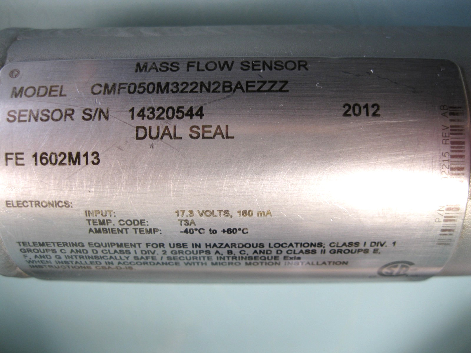 3/4" Micro Motion CMF050 Flow Sensor 800 Enhanced Core Processor CALIBRATED F3