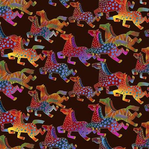 Laurel Burch ***FIESTA HORSES*** Dark Brown Metallic - Y3409-16M