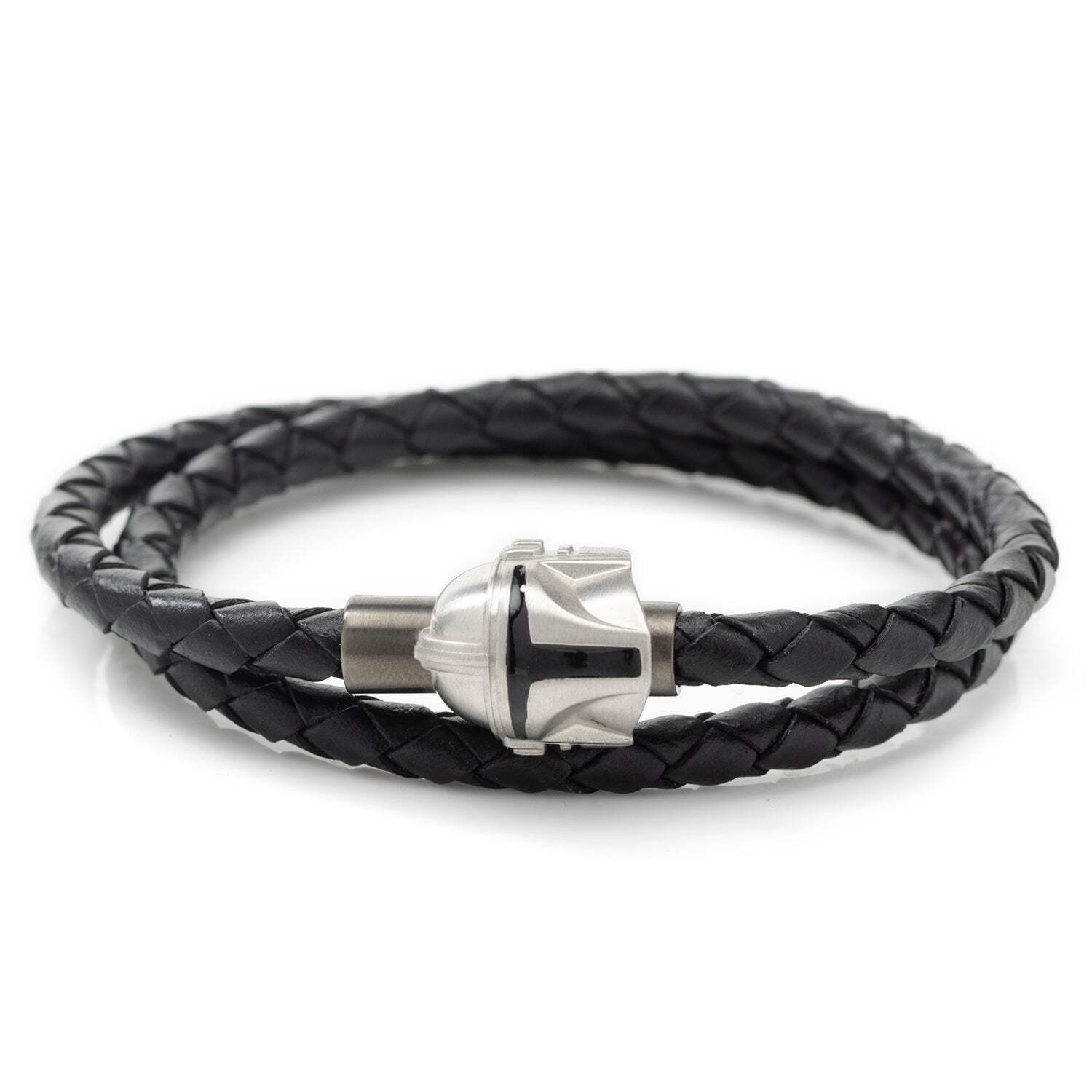 Star Wars Mandalorian Double Wrap Stainless Steel Black Bracelet