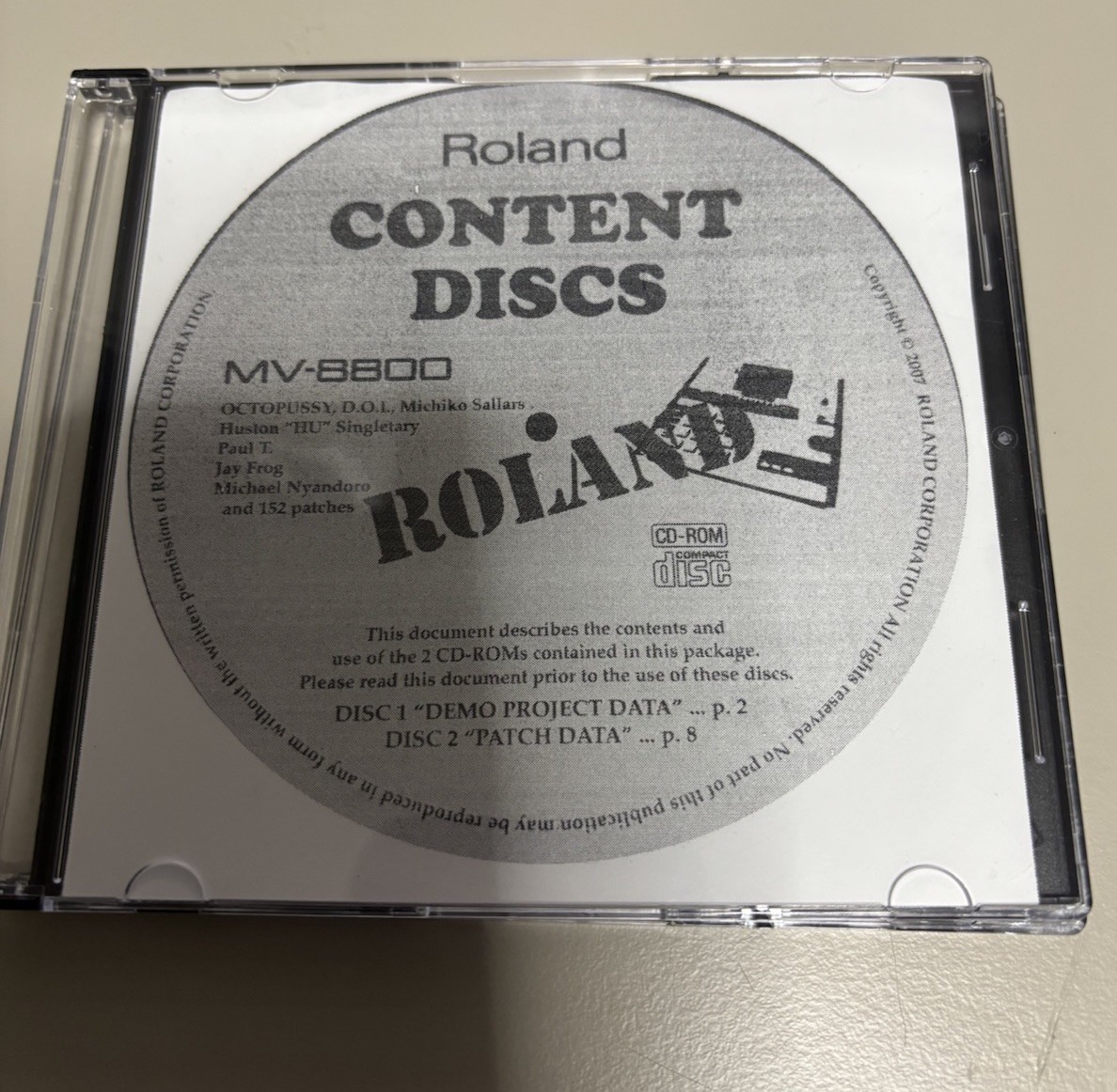 Roland MV8800 Production Studio Content ( Project Data / Patch Data)-2 Disks