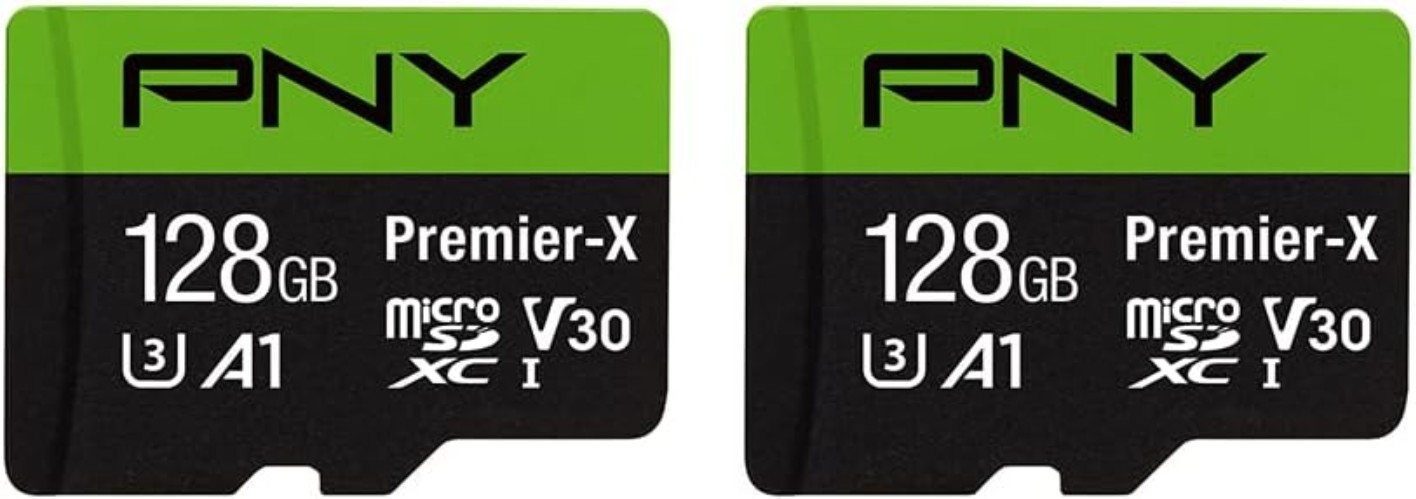 High-Speed 128GB microSDXC Class 10 Card - Waterproof & Shockproof - 2-Pack
