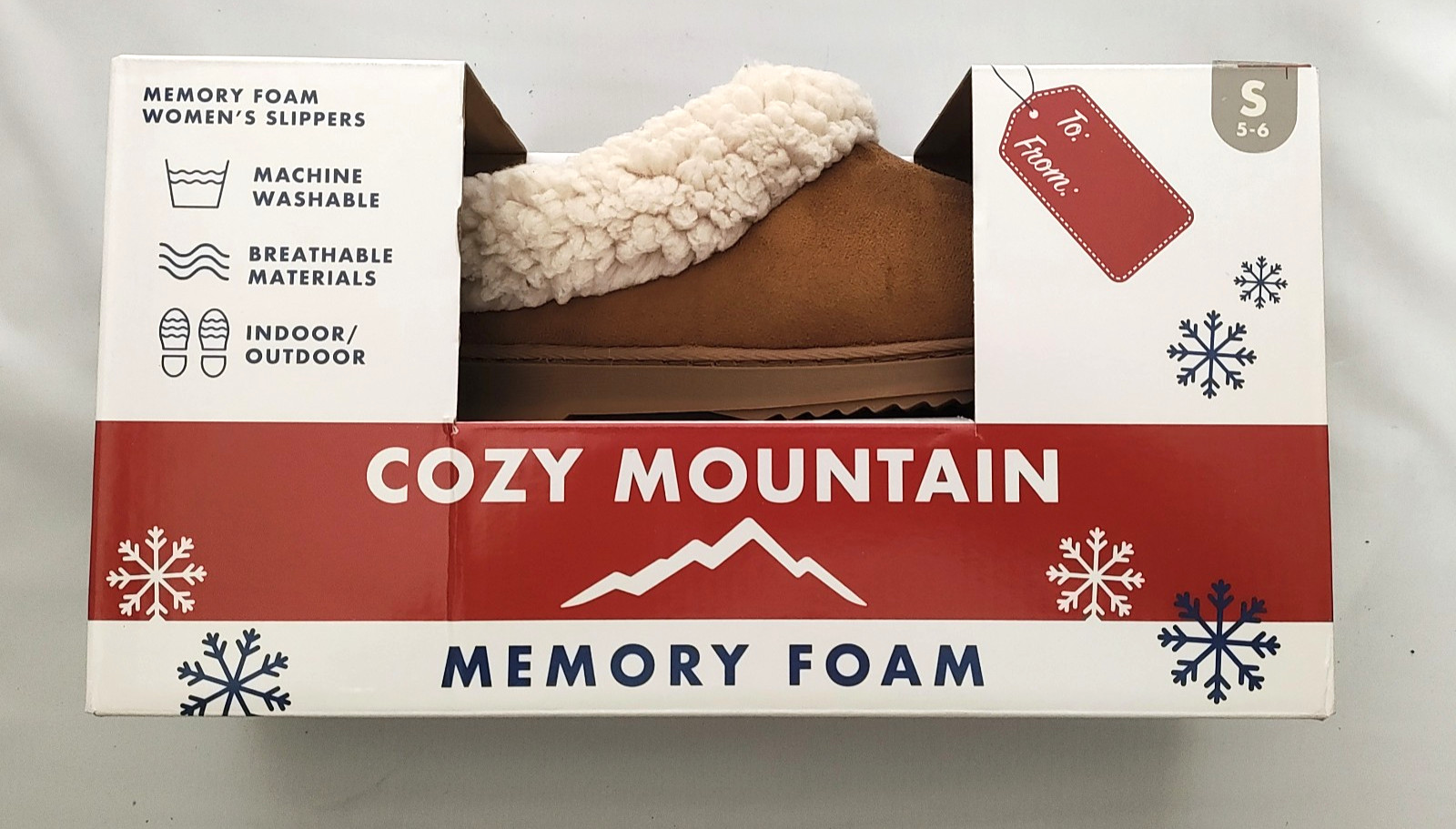 Cozy Mountain Memory Foam Slippers - Women's Size 5-6
