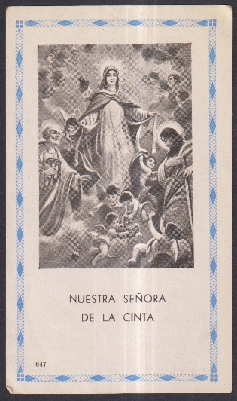 Holy card antique of Virgin de la Cinta santino image pieuses estampa