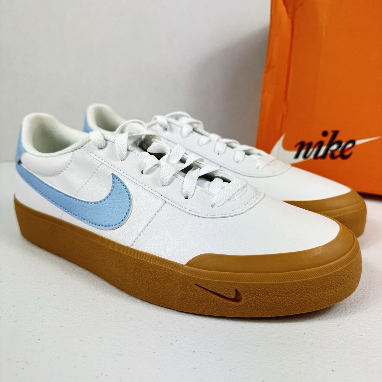 Nike Court Shot Sneakers White Blue  Gum Men’s Sizes 7 8 9 10  Style FQ8146-114
