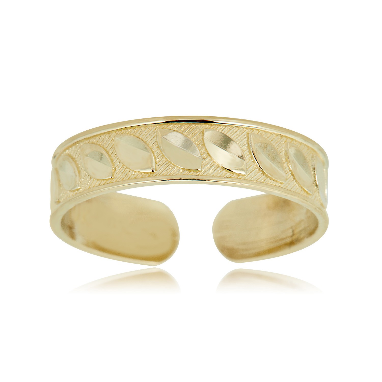 AVORA 10K Yellow Gold Adjustable  Leaf Toe Ring