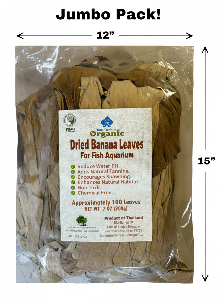 Organic Dried Banana Leaves for Fish Aquarium Leaf Betta Terrarium Vivarium 200g