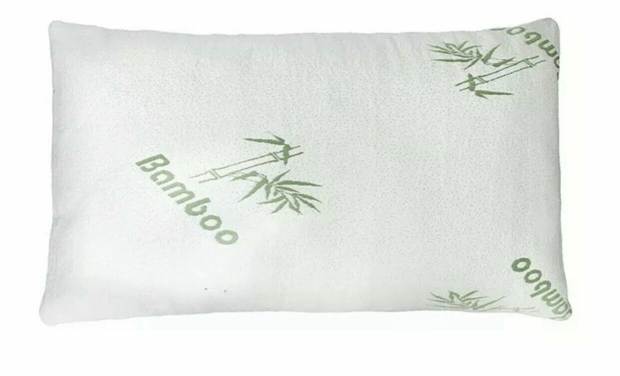 Bamboo Pillow and Removable Case Bag Washable Memory Foam King Size White NEW