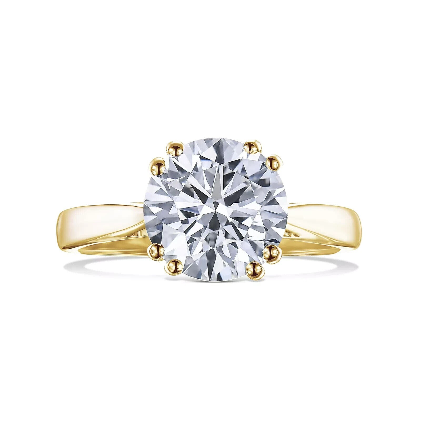 4.00CT E VS Lab Grown/CVD Diamond Engagement Ring 14k Yellow Gold IGI Certified