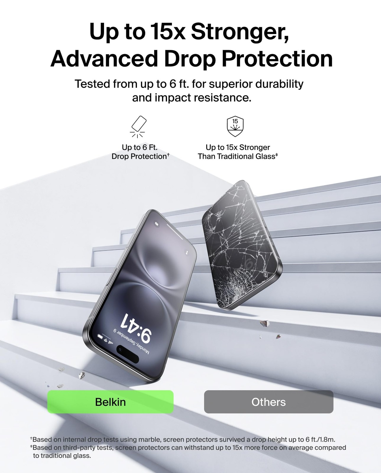 Belkin ScreenForce TemperedGlass Screen Protector for iPhone 17 Pro Max Scrat...