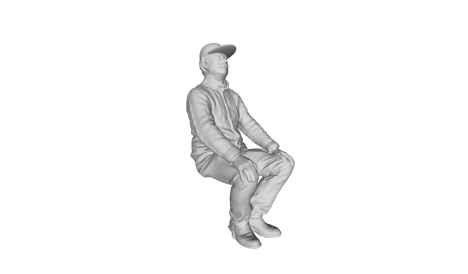 Printle OS Homme 1326S--Elderly Man Sitting Cap Figure for Dioramas Train Sets