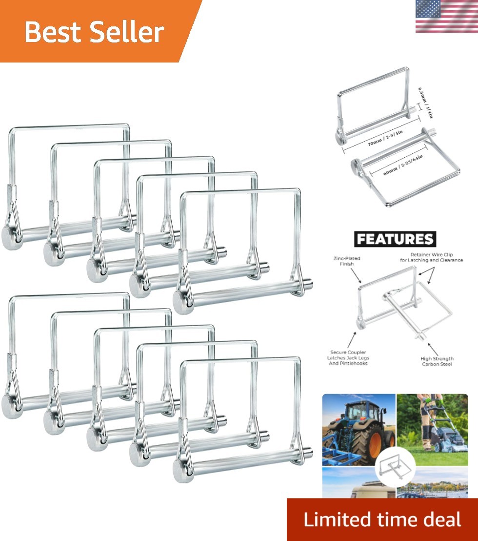 Reliable 10-Pack Trailer Hitch Pins, 2-3/4" x 1/4" - Secure Your Towing Needs