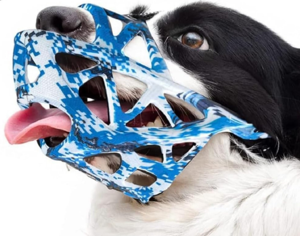 Dog Muzzle Breathable Basket Prevents Biting Barking Allows Panting Drinking, S