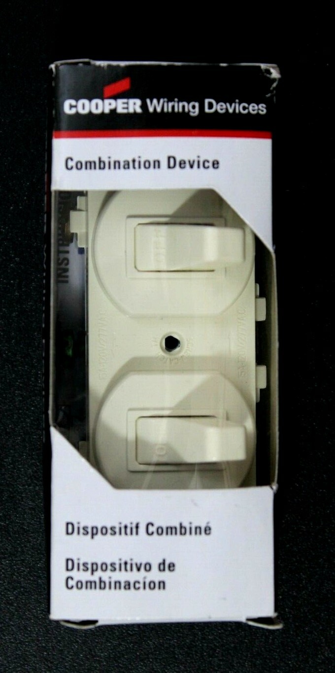 Combination Two Single Pole Toggle Switch Almond 15A (10 PACK) Cooper/Eaton 271A