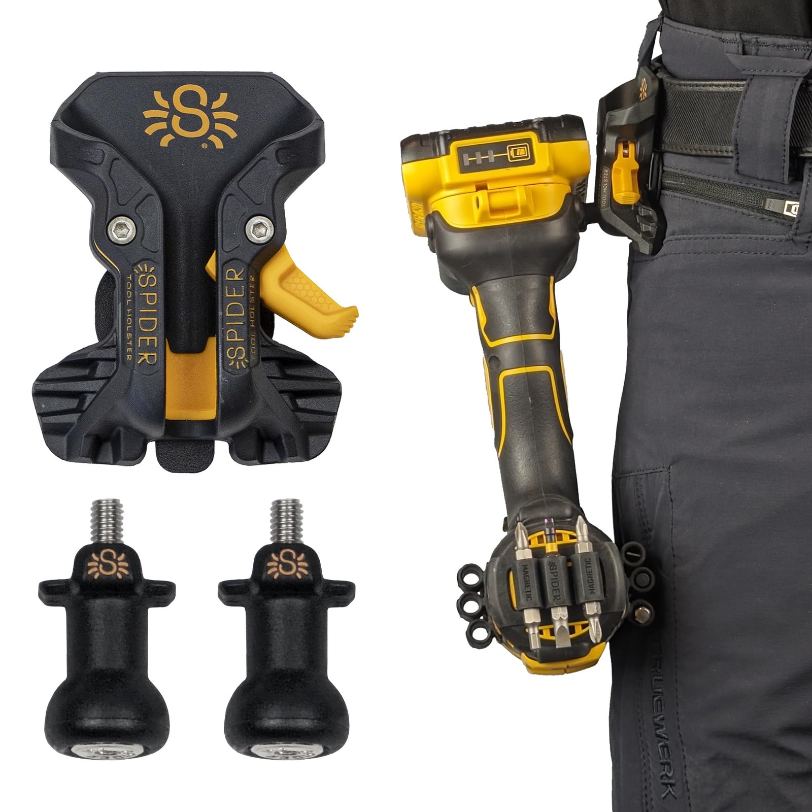 Tool Holster - Pro Tool Holster + Two Driver Pins - Upgraded, Self Locking Mu...