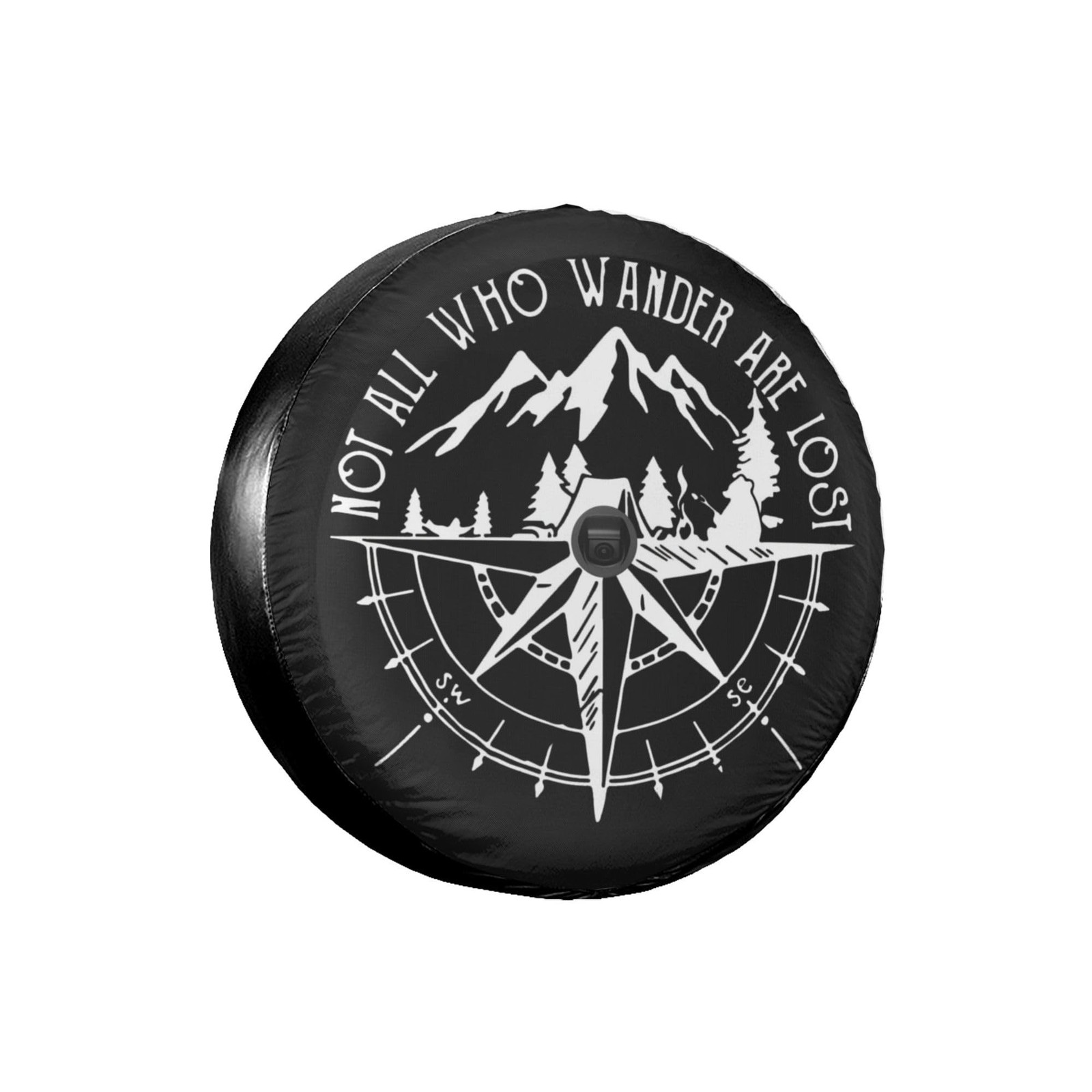 Not All Who Wander are Lost Spare Tire Cover with Back-up Camera Hole Leather...