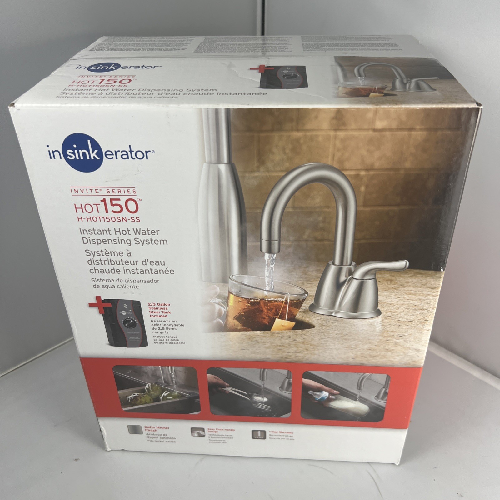 InSinkErator HOT150 H-HOT150SN-SS Instant Hot Water Dispenser Satin Nickel 2/3 G