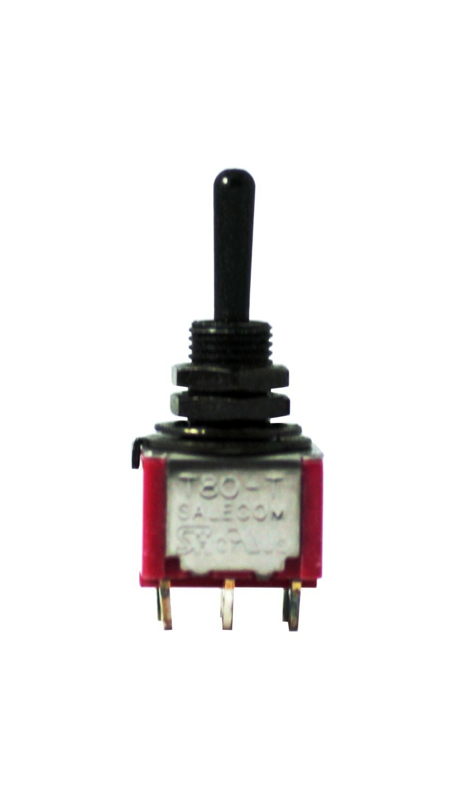 Switch Mini Toggle ON OFF ON Black with Black Knob 081382BK