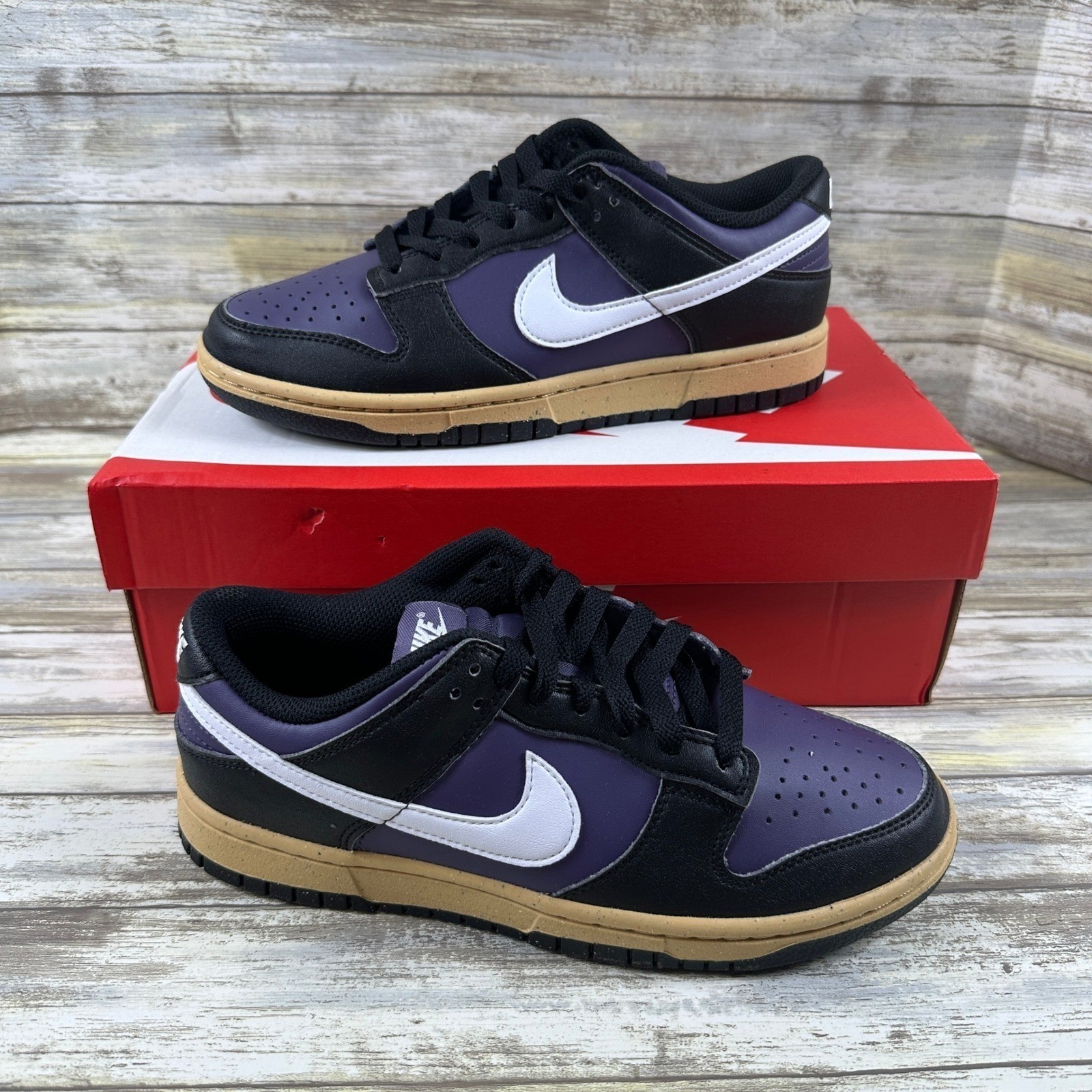 Nike Dunk Low Purple White Black Gum Bottom Sneakers DD1873-500 Womens Size 8