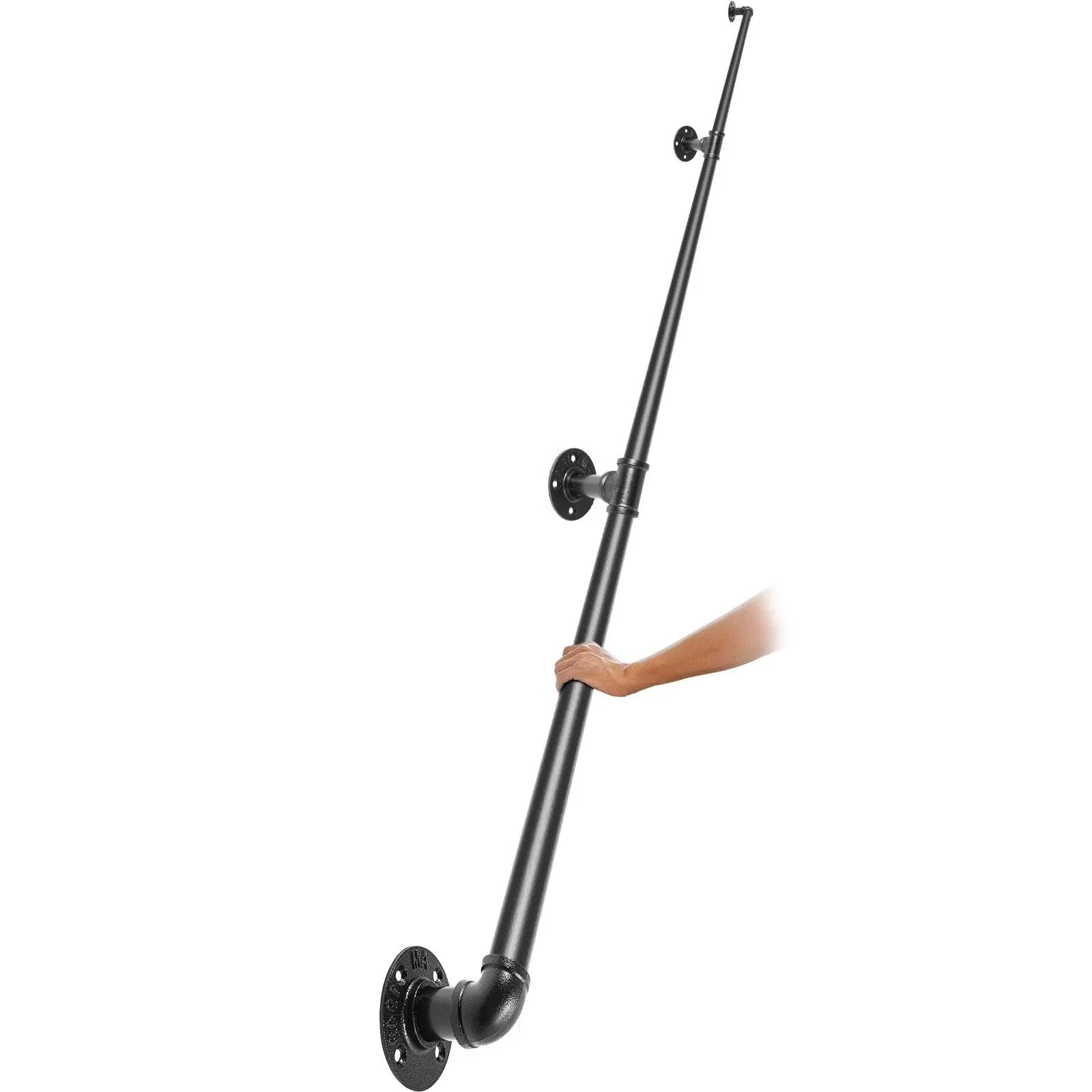 Pipe Stair Handrail, 8FT Staircase Handrail, 440LBS Load Capacity Carbon Steel