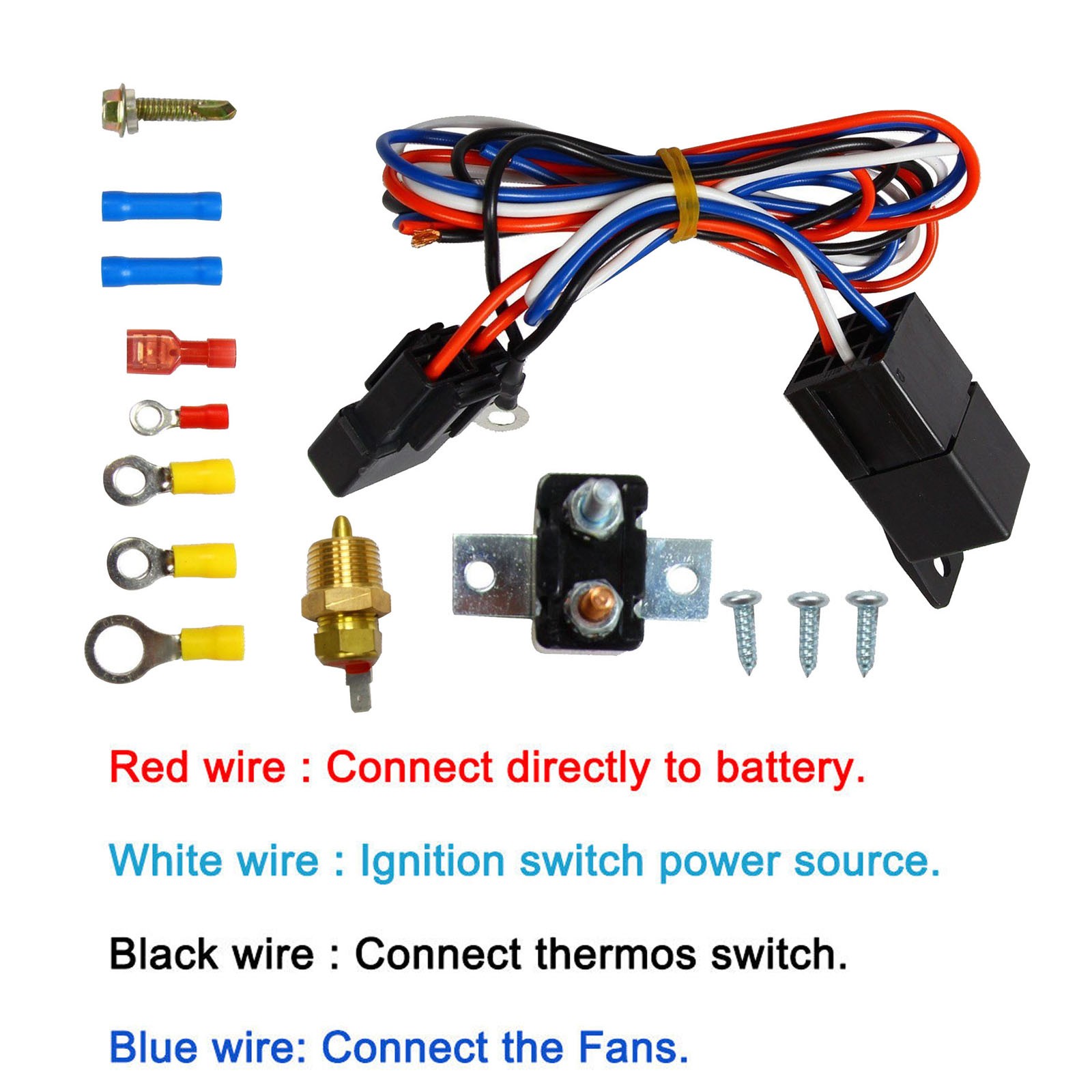 175-185'C Universal Electric Radiator Cooling Fan Switch Thermostat Relay Kit