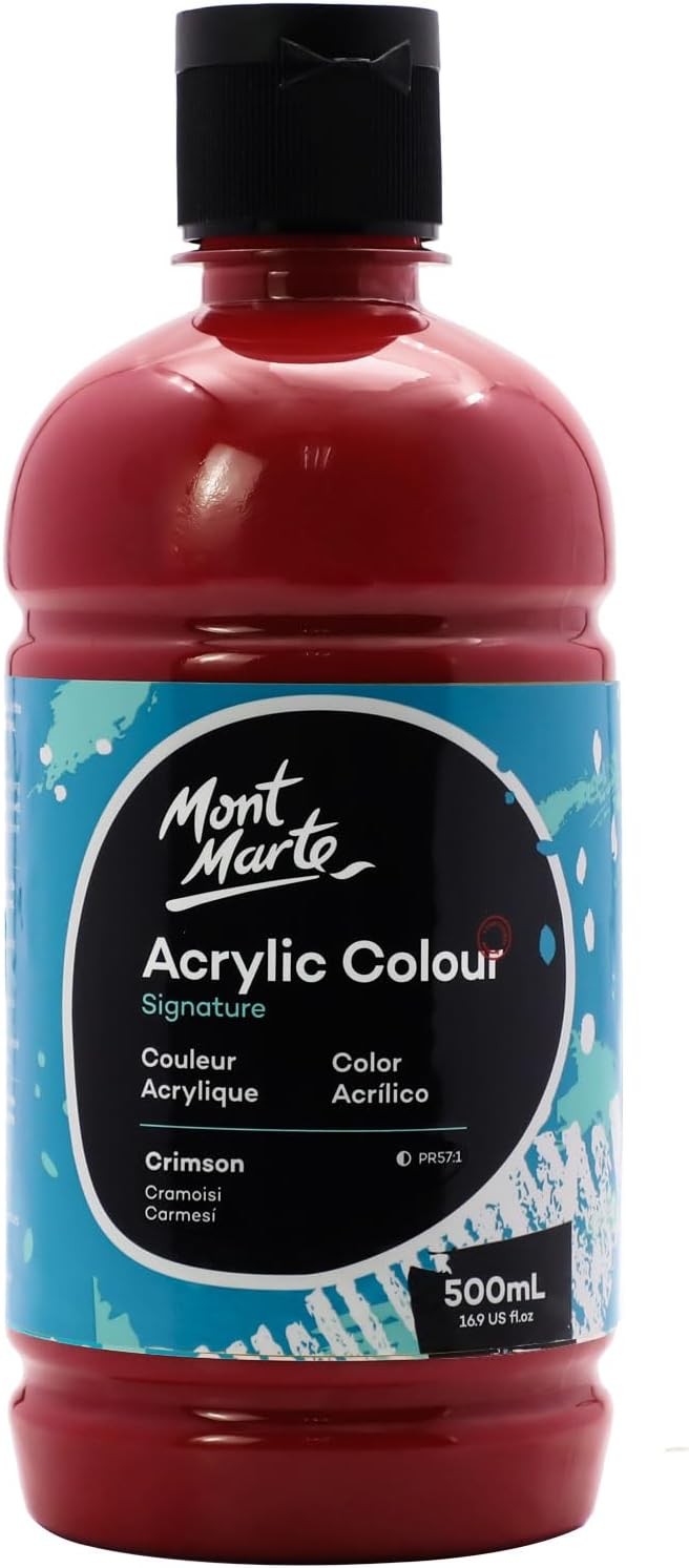 Mont Marte Signature Crimson Acrylic Paint, 16.9 Fl Oz (Pack of 1),