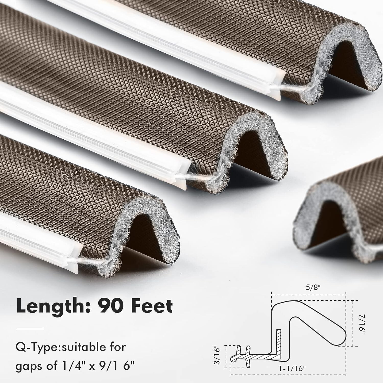 Durable 90ft Polyurethane Weather Stripping for Doors & Windows - Easy Install