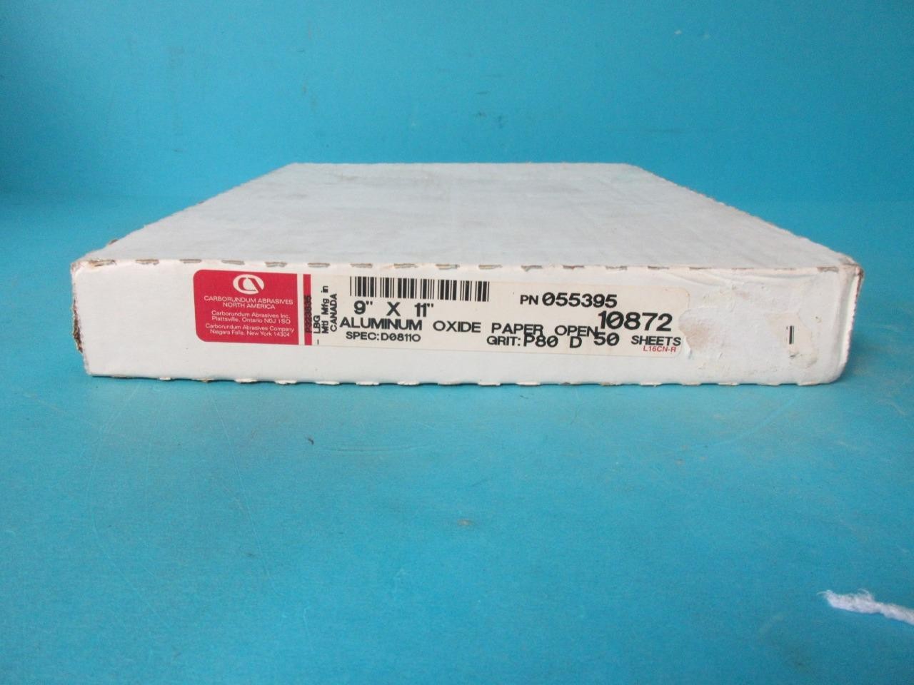 50 PACK CARBORUNDUM 9X11" ALUMINUM OXIDE P80 GRIT 10872 D0811O SANDPAPER P323835