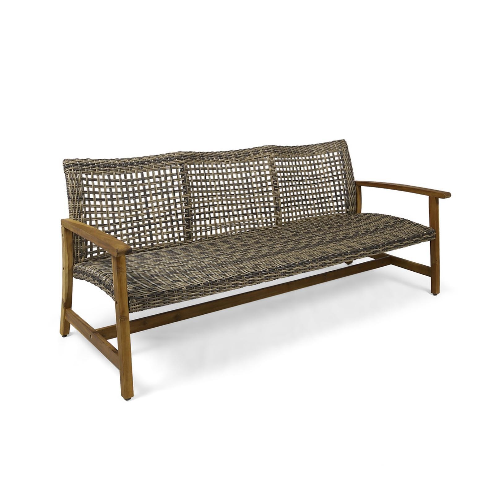 Patio Furniture Sets Outdoor Three Seater Wooden Wicker Sofa Patio Garden Couch