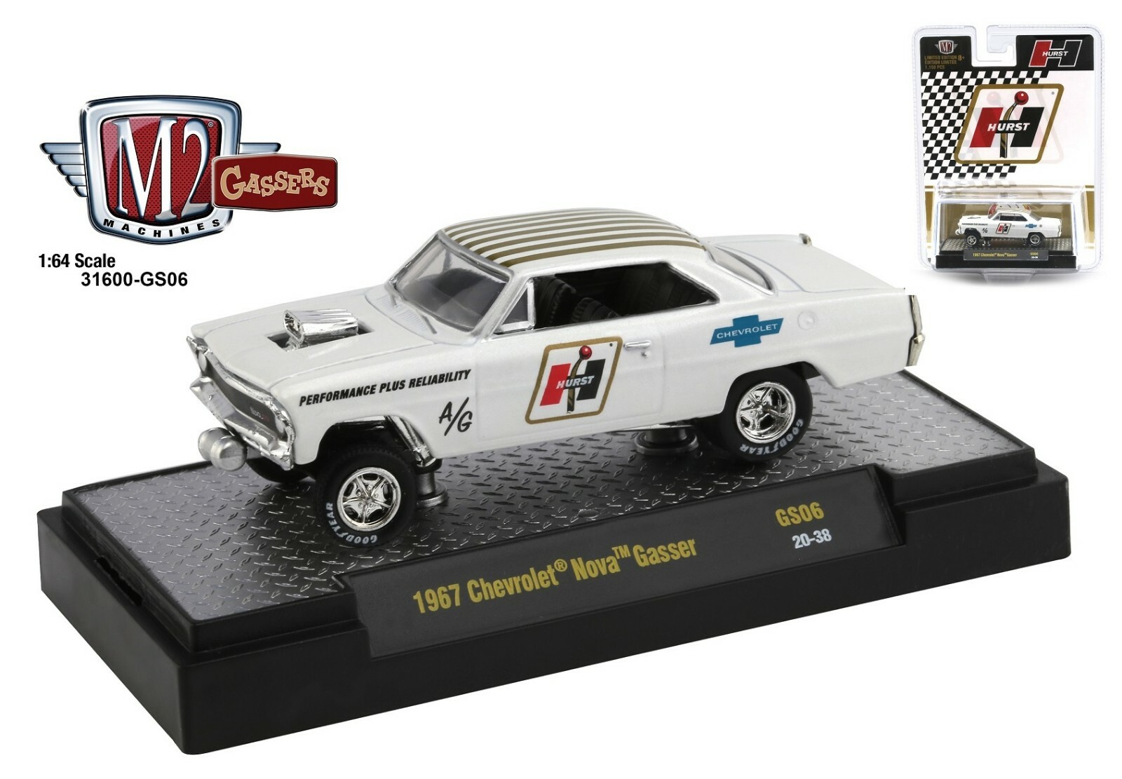 1:64 M2 Machines *GASSER DRAG CARS* 1967 Chevrolet NOVA *HURST* *NIB*
