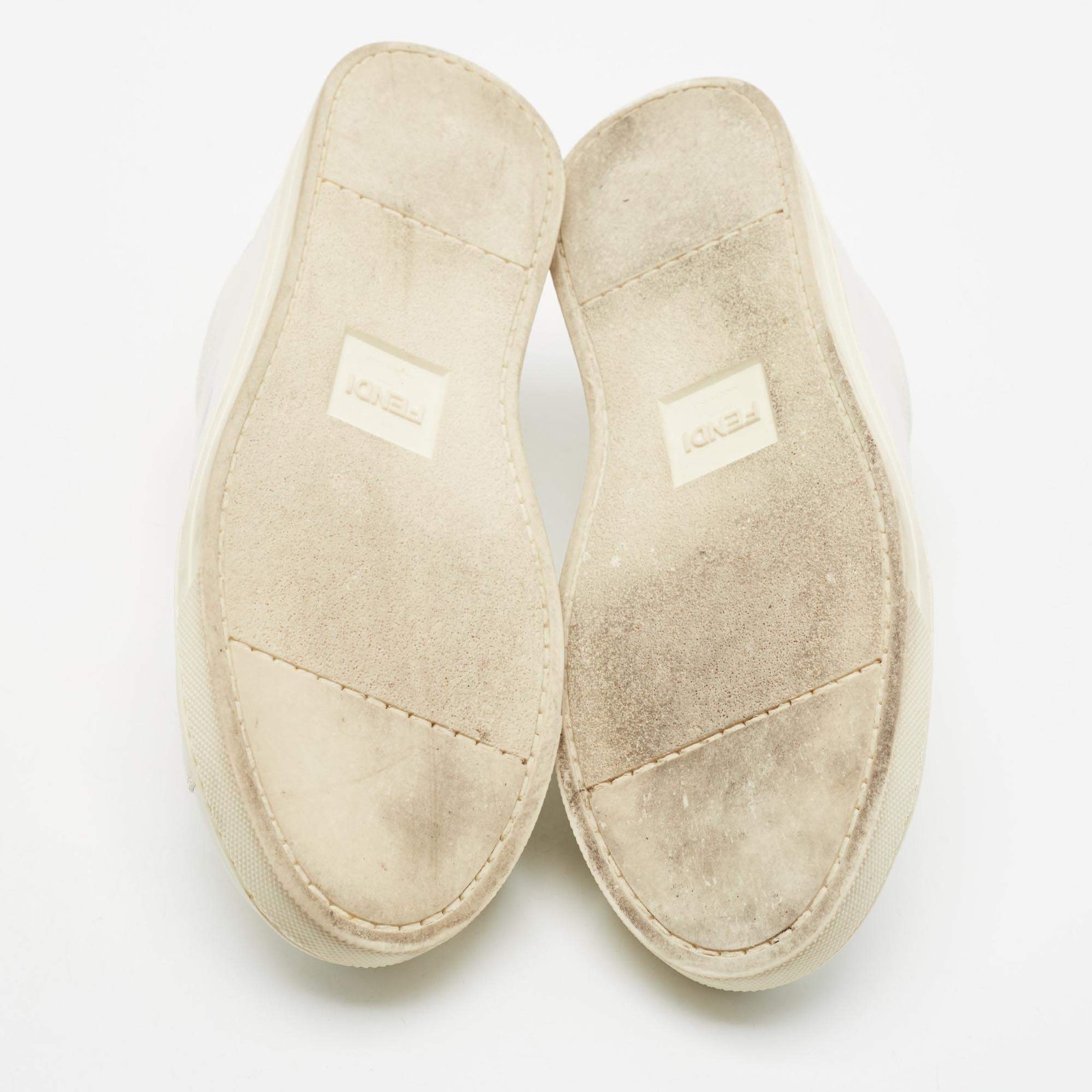 Fendi Rockoclick Size 37 White Leather Slip On Sneakers