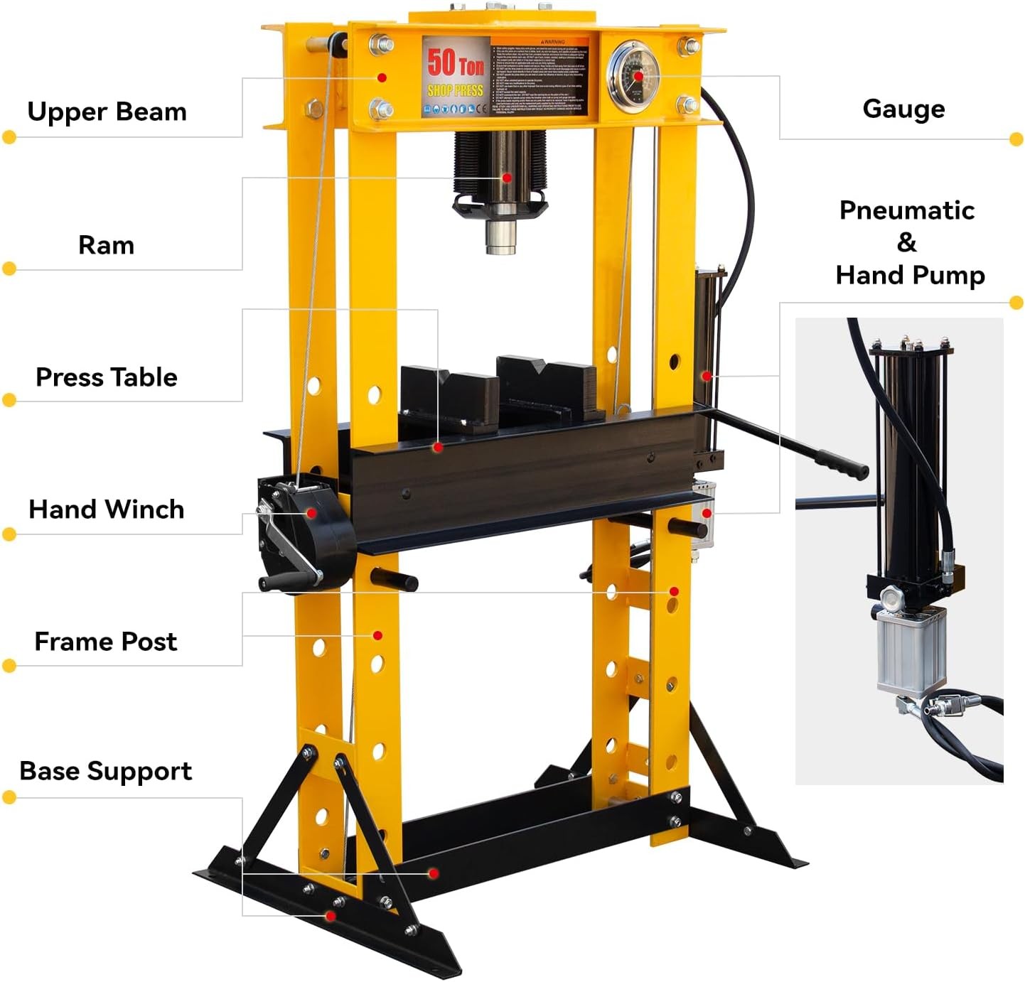 Heavy Duty 50 Ton Jack Stand Steel H-Frame Hydraulic Garage/Shop Floor Press