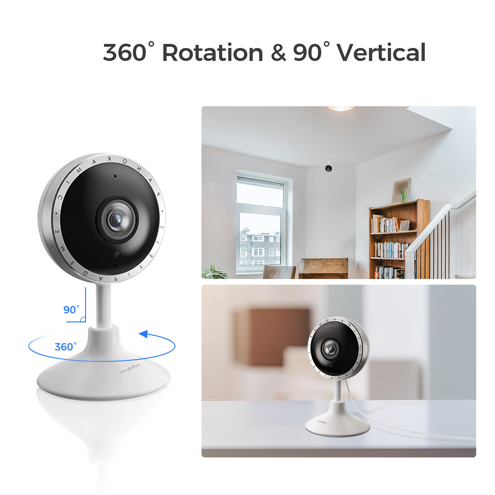 ARPHA 2K Indoor Security Camera WiFi Motion Sound Detection IR 2-Way Talk 2Pcs
