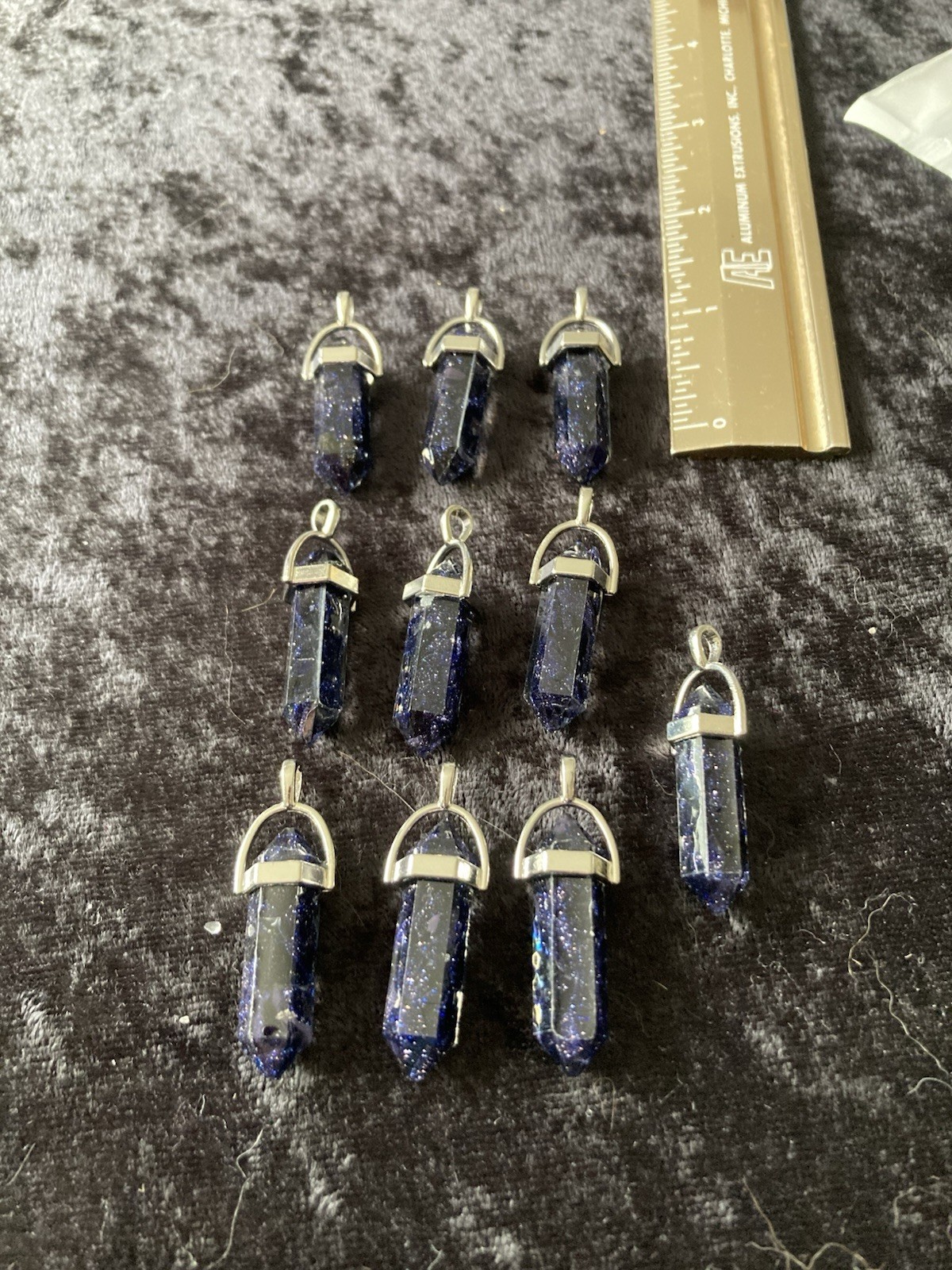 Purple Sparkle Hexagonal Pointed Reiki Chakra Pendant Charm Beads 10 PCs New