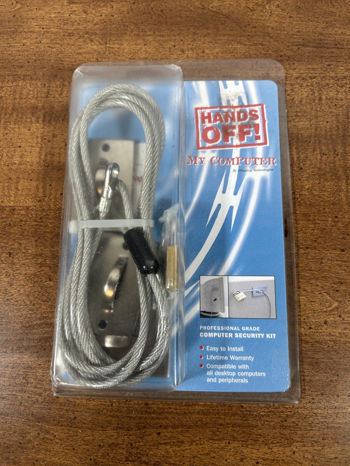 Notebook Laptop Computer Security Lock Cable With Mounting Plates, Lock, & Keys