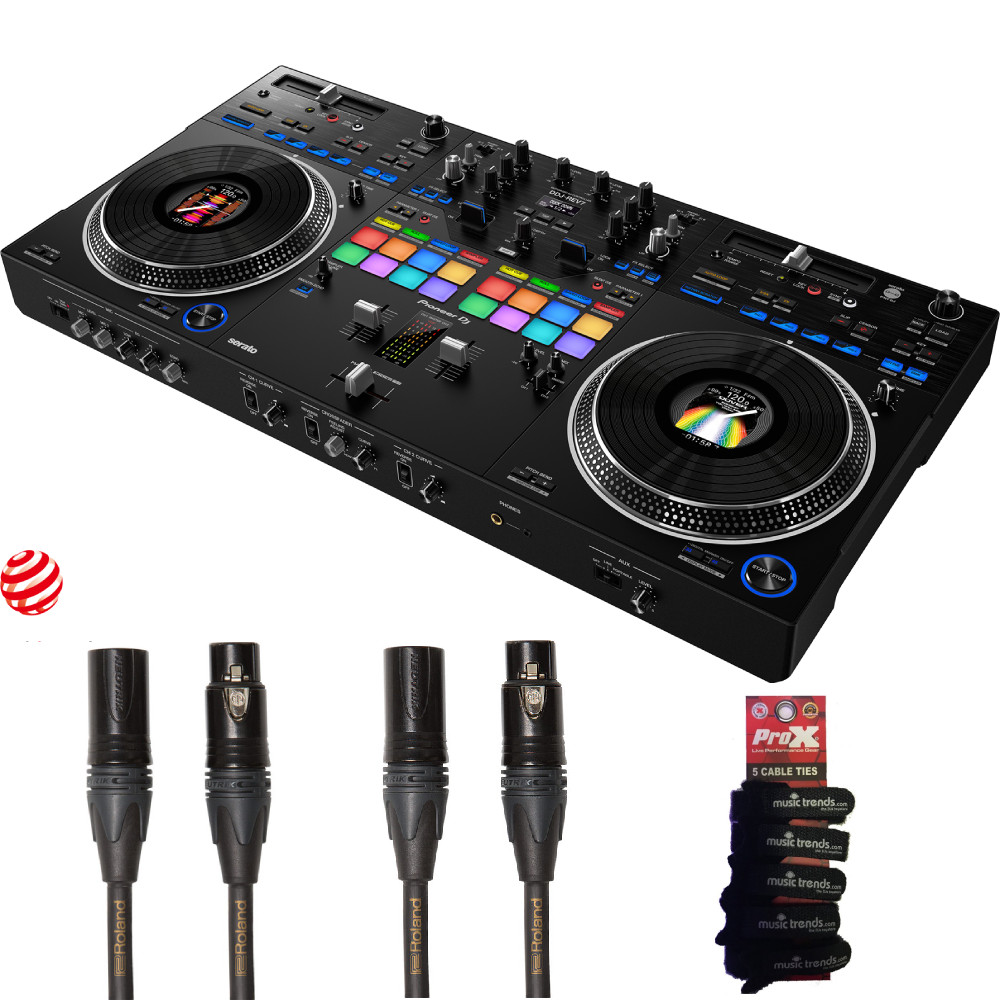 Pioneer DJ DDJ-REV7 Motorized DJ Controller + 2 25' Gold Roland XLRs