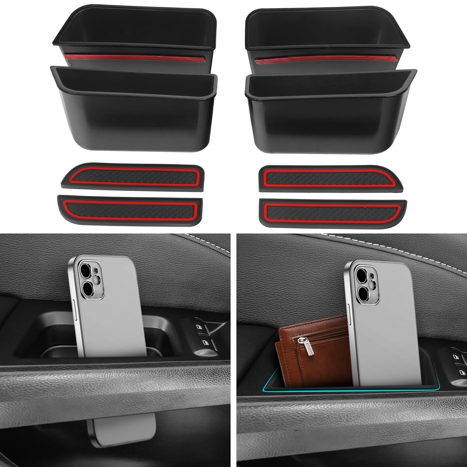 4PCS Door Side Storage Box for Ford Fusion 20132020  Phone Holder Organizer