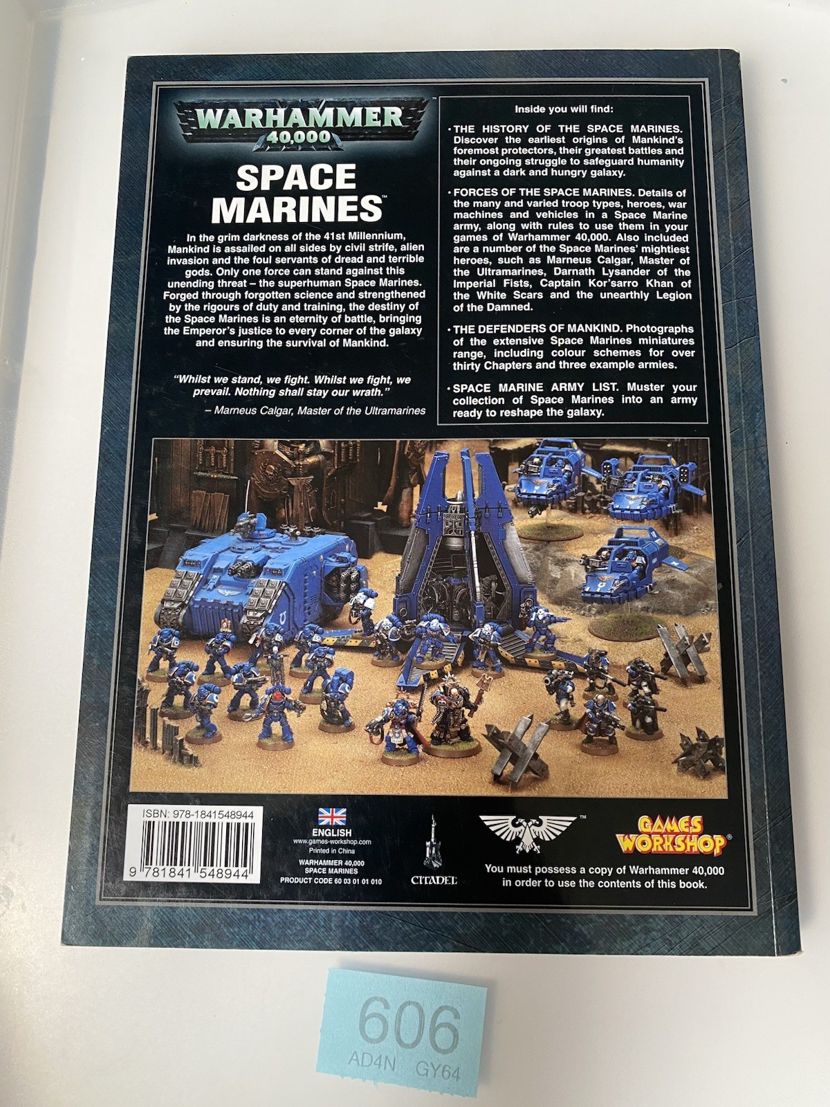 40k 5th Ed Space Marine Codex, OOP Softcover Book, V.Good Condition