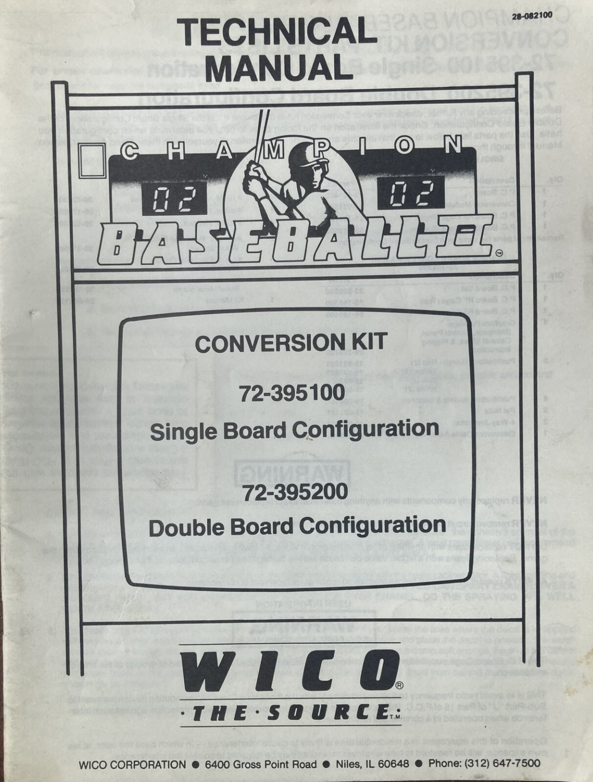 Champion Baseball Arcade Game Technical Manual