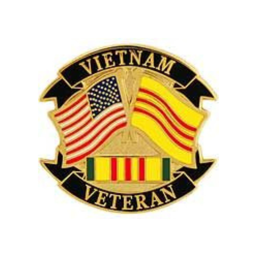 Vietnam Veteran US Flags Genuine Military Issue Lapel Hat Gold Pin 1"