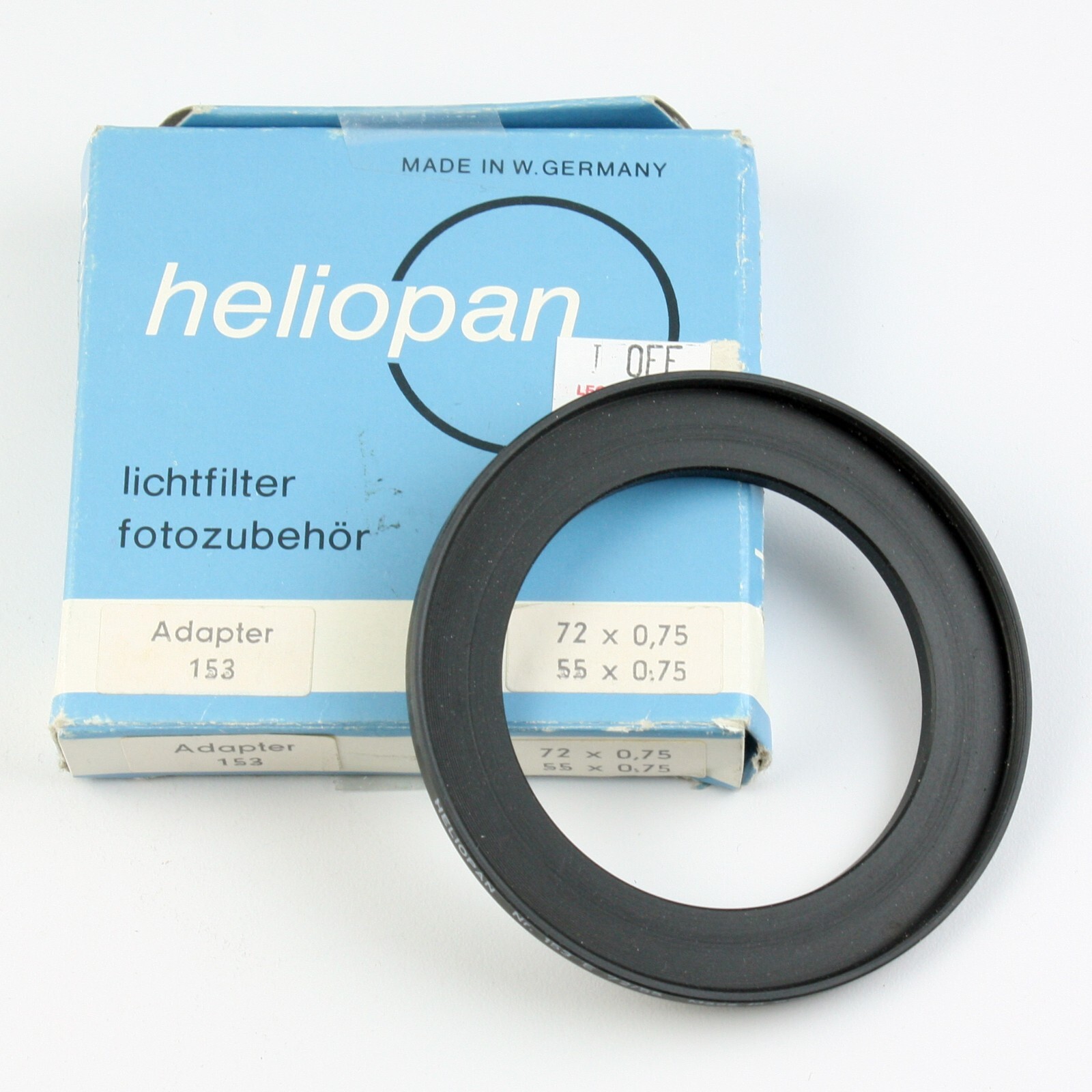 Heliopan 55-72mm Step-Up Adapter Ring Model #153 New Old Stock