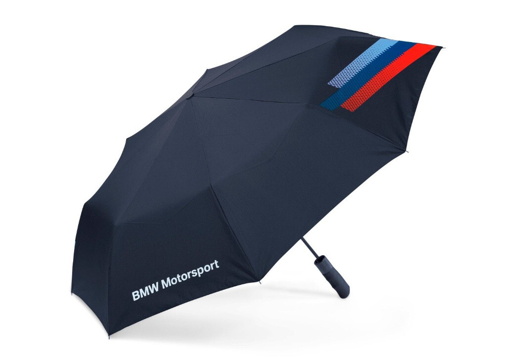 OEM BMW M Collection, M Logo Folding Automatic Blue Umbrella With Cover