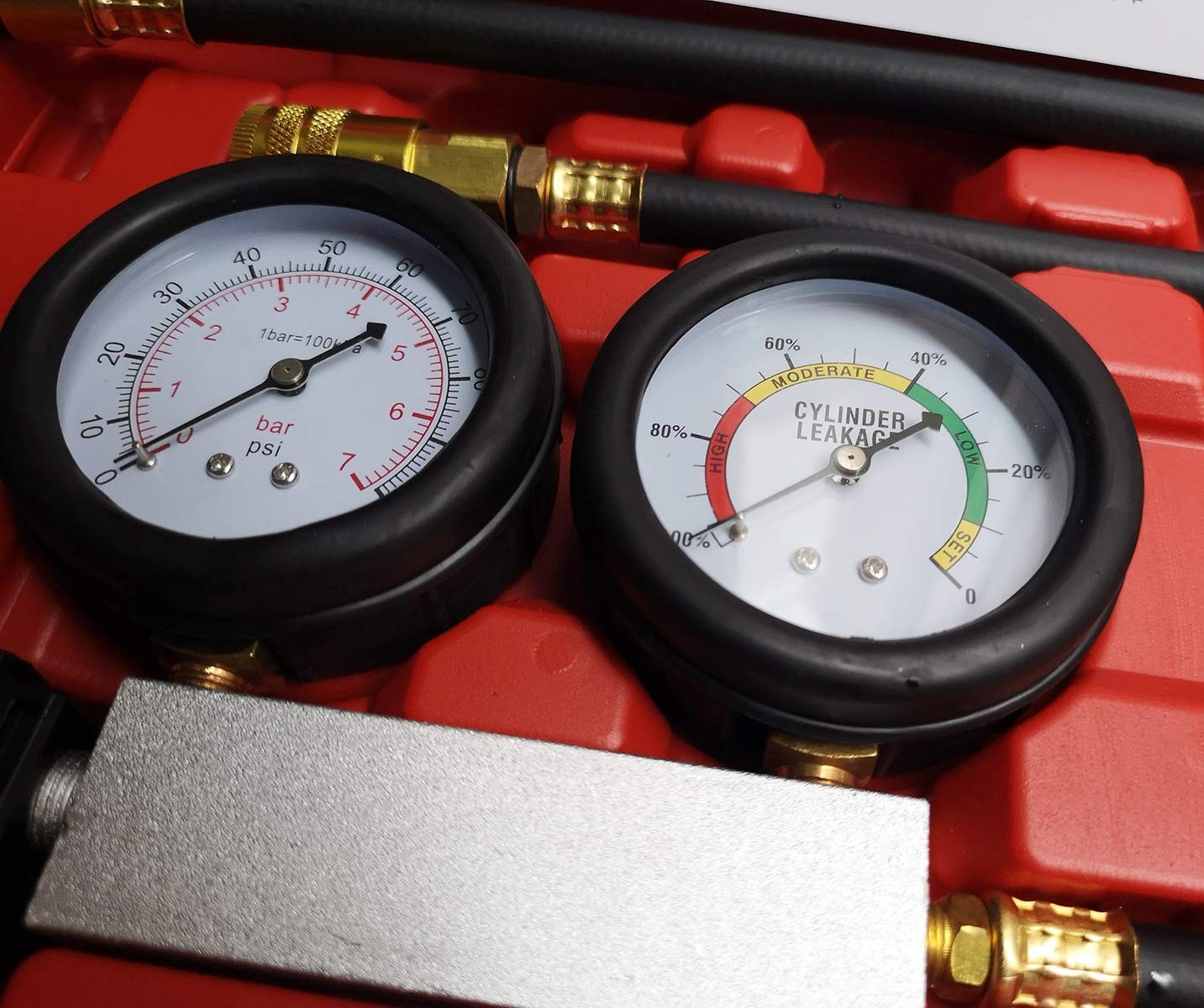 Comprehensive Engine Cylinder Leak Down Tester with Multiple Adapters Included